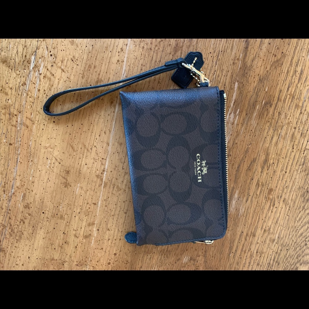 Coach duo zipper wallet - brown black